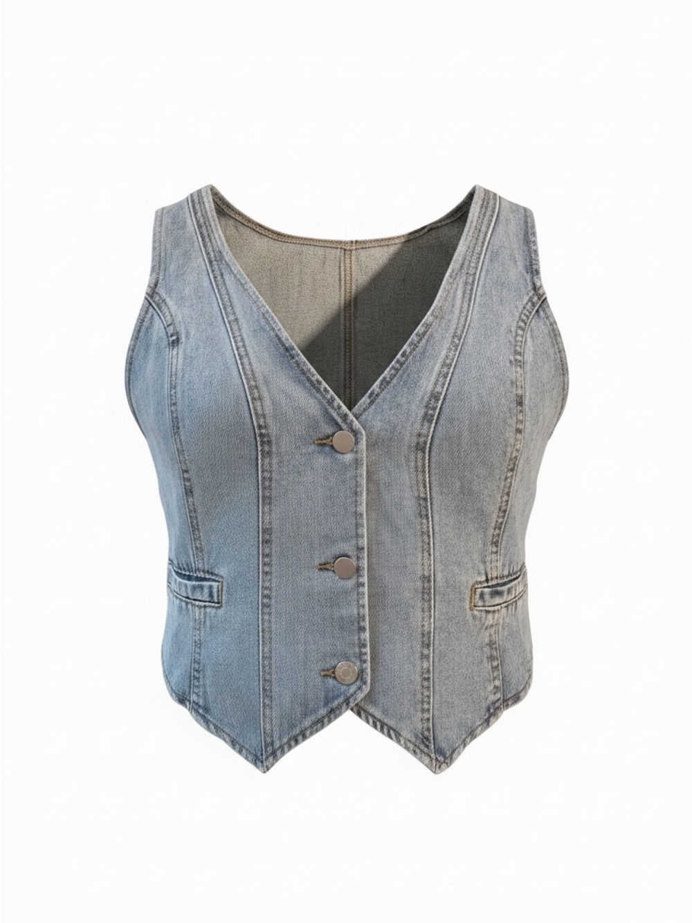 Denim Vest - Light Blue Women's Vest.Womens XL. Button front. Fitted  front.